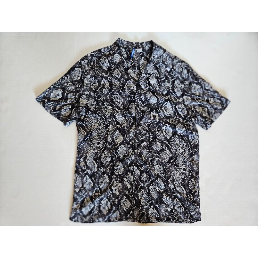 H&M Men's Pattern Resort Shirt Brown/Snakeskin Patterned Size M